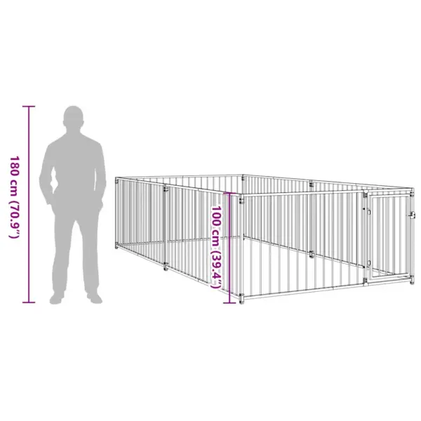 Terasest koeraaedik õue, hõbedane, 200 x 400 x 100 cm – 8