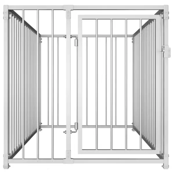 Hõbedane terasest koeraaedik õue lukustatava väravaga 100 x 200 x 100 cm – 3