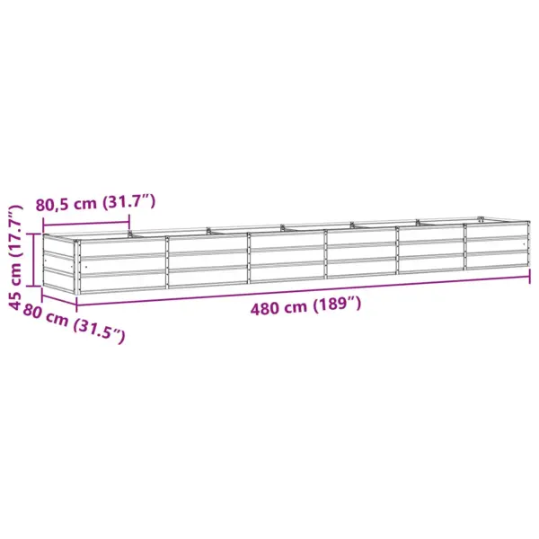 Terasest taimekast aeda, antratsiit, 480 x 80 x 45 cm – 7