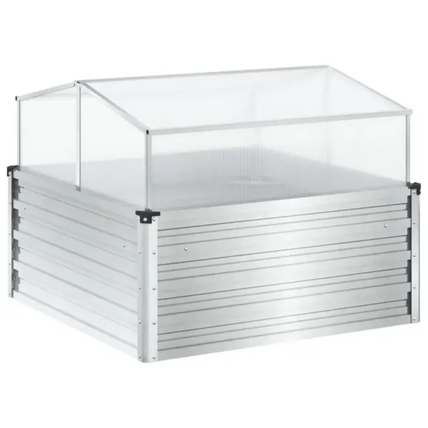 Ilmastikukindel terasest taimekast kasvuhoonega, pruun, 100 x 100 x 77/67 cm – 8