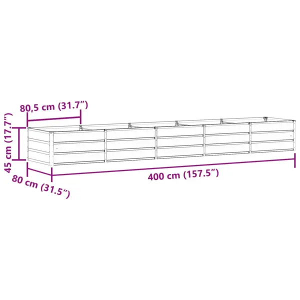 Suur terasest taimekast peenrale, valge, 400 x 80 x 45 cm – 6