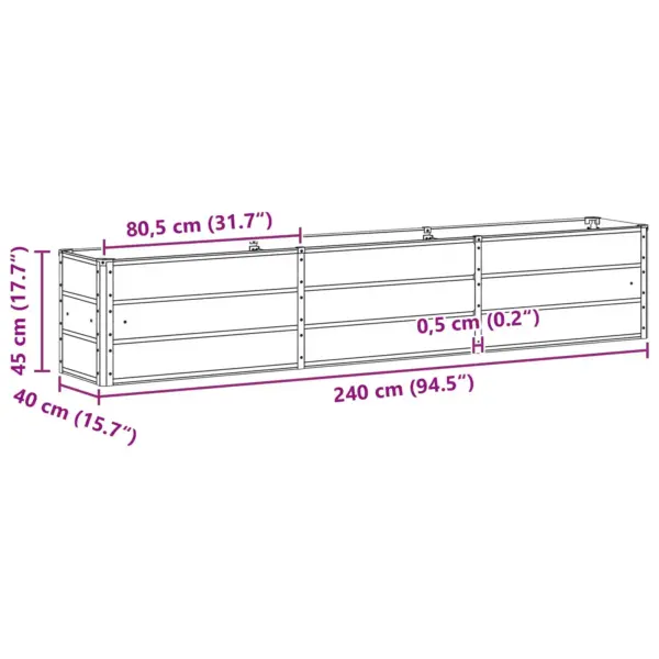 Roheline terasest taimekast, 240 x 40 x 45 cm – 7