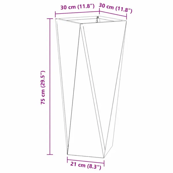 Kõrge terasest taimekast välitingimustesse, roostevärvi, 2 tk, 30 x 30 x 75 cm – 12
