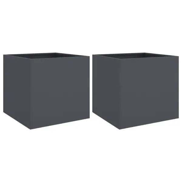 Külmvaltsitud terasest taimekastid, 2 tk, antratsiithall, 42 x 40 x 39 cm – 2