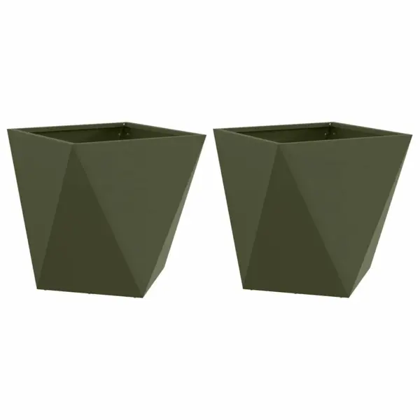 Terasest taimekastid, 2 tk, oliivroheline, 40 x 40 x 40 cm – 2
