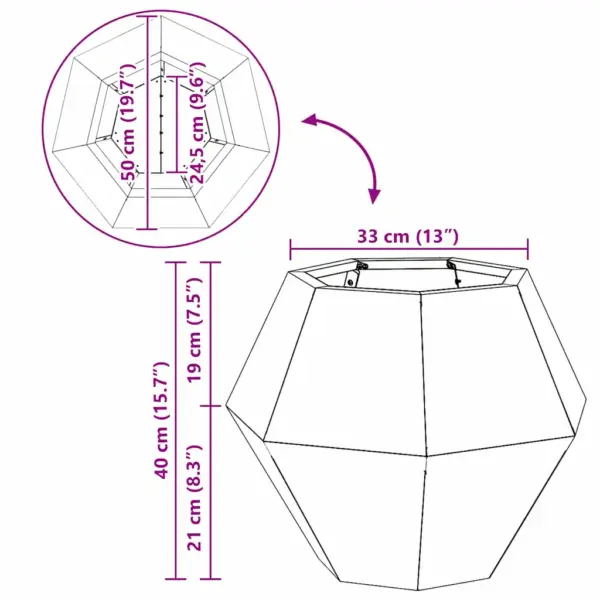 Terasest taimekastid, 2 tk, rooste, 50 x 50 x 40 cm – 13