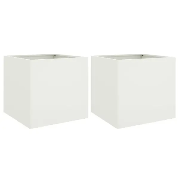 Valged külmvaltsitud terasest taimekastid, 2 tk, 49 x 47 x 46 cm – 2