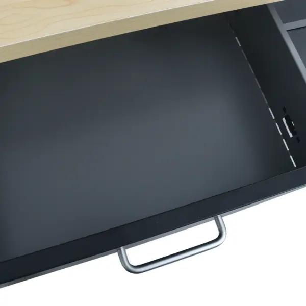 Terasest tööpink sahtlite ja lukustatavate kappidega, must/hall, 120 x 60 x 85 cm – 6