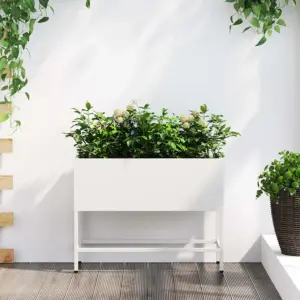 Terasest tõstetud aiataimelava, valge, 60 x 26 x 45 cm