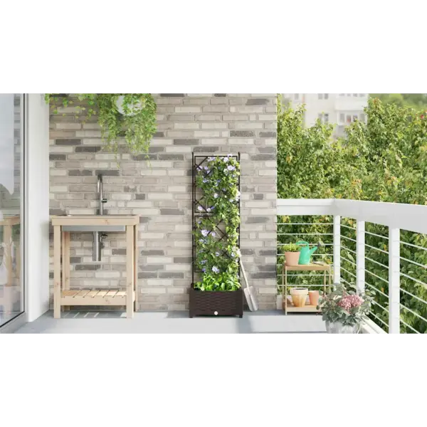 Pruun terasest trellisega aia istutuspott, 40 x 40 x 125,5 cm – 4