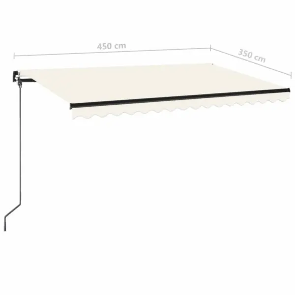 Käsitsi avatav terrassivarikatus LED-valgustusega, 450 x 350 cm, kreemjasvalge – 7