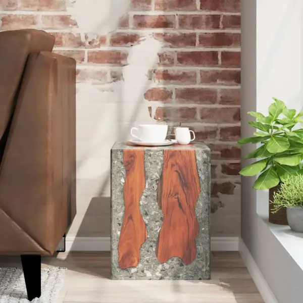 Tiigipuidust taburet läbipaistva vaiguga, mitmevärviline, 30 x 30 x 40 cm – 3