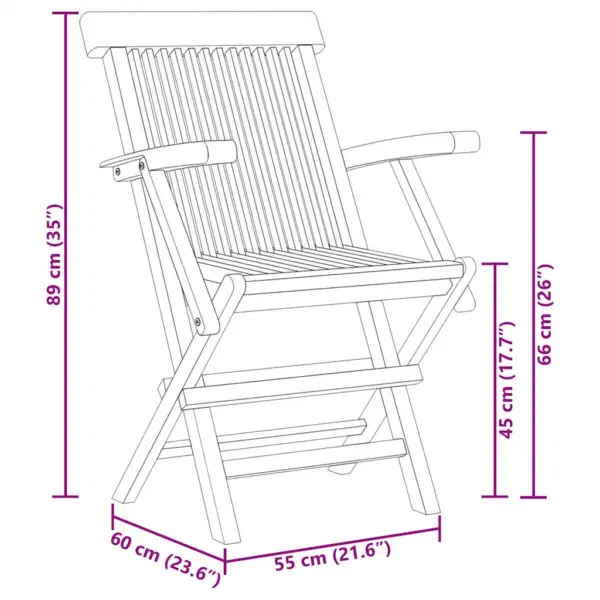 5-osaline tiigipuust aiamööbli komplekt kokkupandavate toolidega, laud 85 x 85 cm – 11