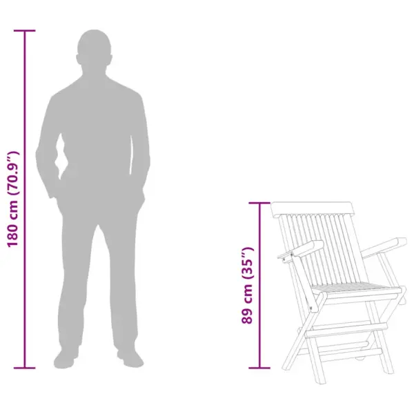 5-osaline tiigipuust aiamööbli komplekt kokkupandavate toolidega, laud 85 x 85 cm – 13