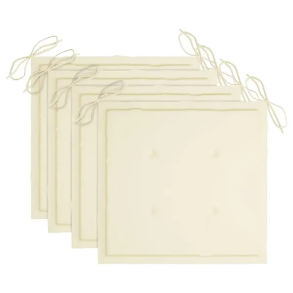 Tiigipuust aiatoolid käetugedega, 4 tk, kreemjate istmepatjadega, 58 x 60 x 90 cm – 5