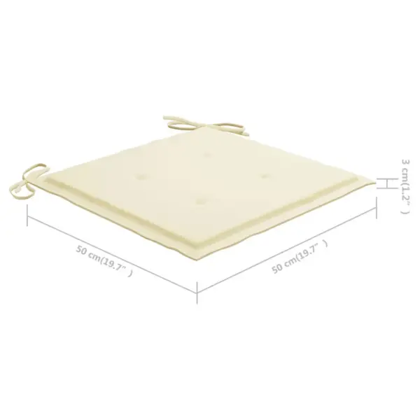 Tiigipuust aiatoolid käetugedega, 4 tk, kreemjate istmepatjadega, 58 x 60 x 90 cm – 9