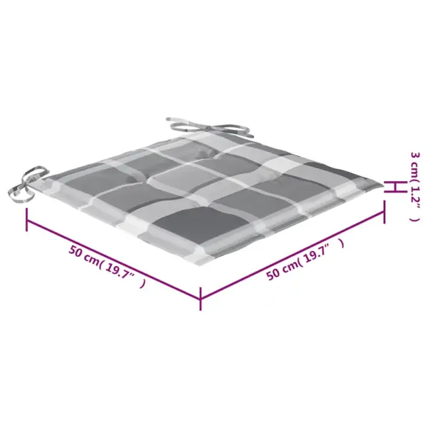 Tiigipuust aiatoolid halli ruudulise istmepadjaga, 4 tk, 50 x 53 x 90 cm – 13