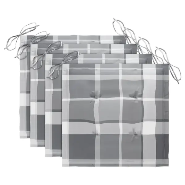 Tiigipuust aiatoolid halli ruudulise istmepadjaga, 4 tk, 50 x 53 x 90 cm – 8