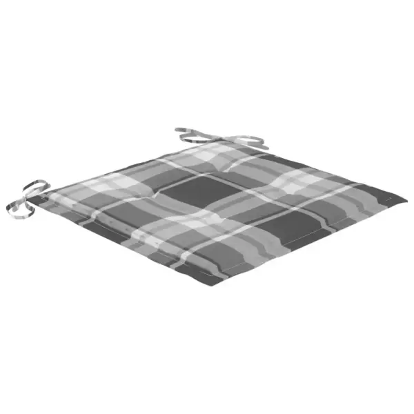 Tiigipuust aiatoolid halli ruudulise istmepadjaga, 4 tk, 50 x 53 x 90 cm – 9