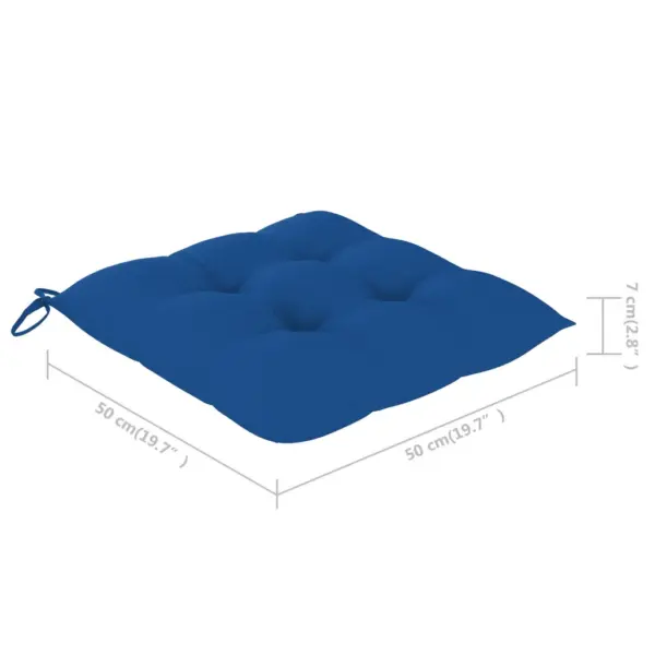 Tiigipuust aiatoolid siniste istmepatjadega, 2 tk, 50 x 53 x 90 cm - 11