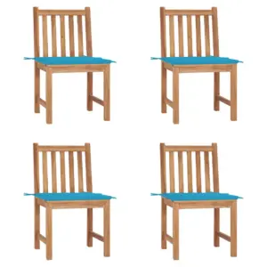 Tiigipuust aiatoolid siniste patjadega, 4 tk, 50 x 53 x 90 cm