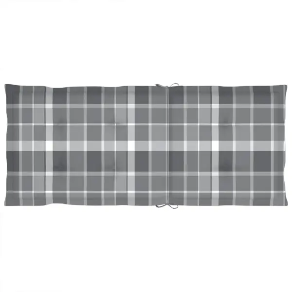 Allalastava seljatoega kokkupandavad tiigipuust aiatoolid patjadega, 8 tk, halli ruudumustriga – 9