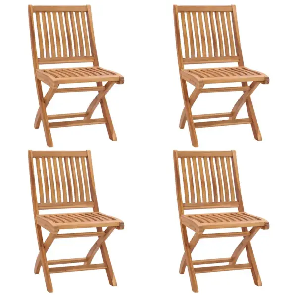 Kokkupandavad tiigipuust aiatoolid istmepatjadega, 4 tk, erkrohelised - 3
