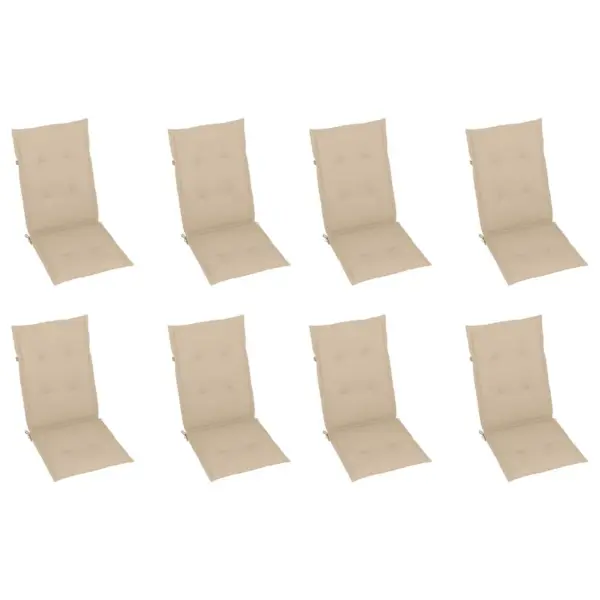 Kokkupandavad tiigipuidust aiatoolid allalastava seljatoega, patjadega, 8 tk, beež – 5