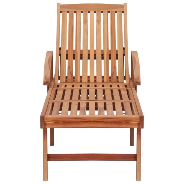 Tiigipuust ratastega päevitustool sinise istmepadjaga, reguleeritava seljatoega, 195 x 59,5 cm – 5