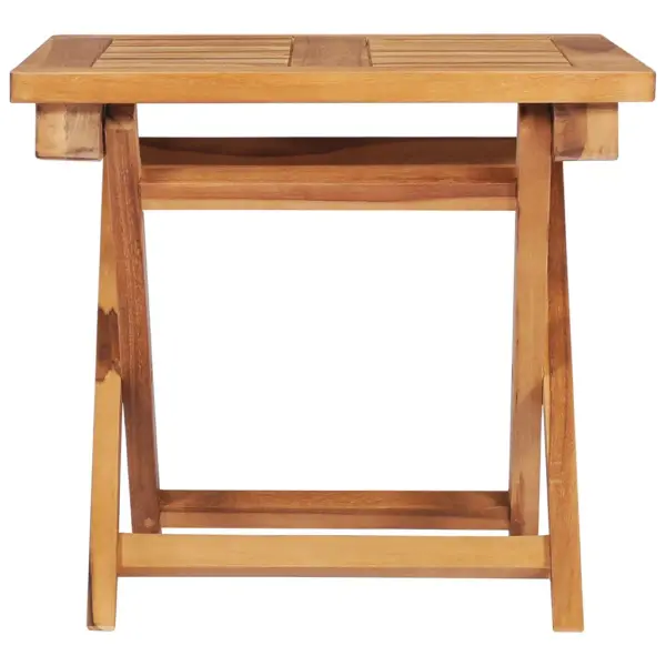 Tiigipuust ratastega päevitustool väljatõmmatava laua, halli padja ja külglauaga – 5