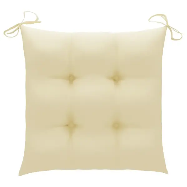 Virnastatavad tiigipuust aiasöögitoolid kreemikasvalgete patjadega, 4 tk – 8