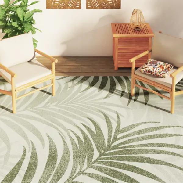 Madala karvaga toa- ja õuevaip lehemustriga, roheline, 190 x 300 cm – 6