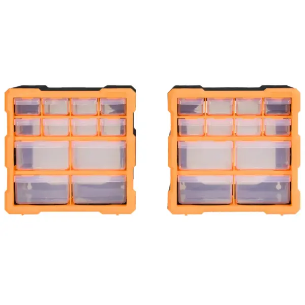 Seinale kinnitatav tööriistade organiseerija 12 sahtliga, 2 tk, oranž-must, 26,5 x 16 x 26 cm – 2