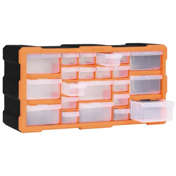 Plastikust tööriistade organiseerija 22 sahtliga, oranž-must, 49 x 16 x 25,5 cm – 5