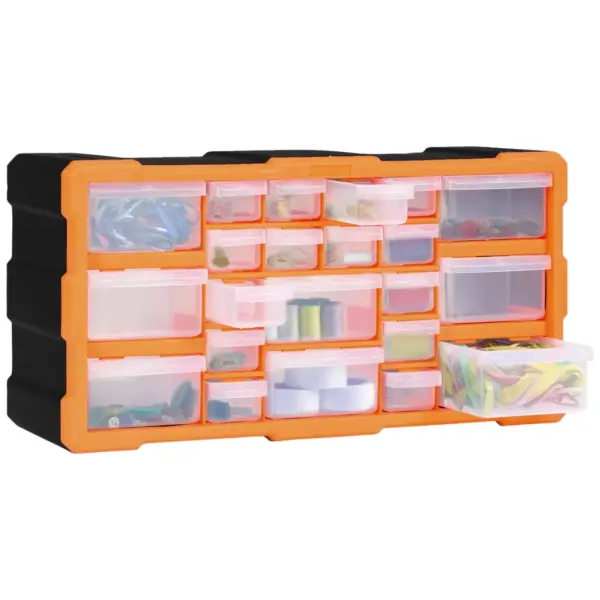 Plastikust tööriistade organiseerija 22 sahtliga, oranž-must, 49 x 16 x 25,5 cm – 7