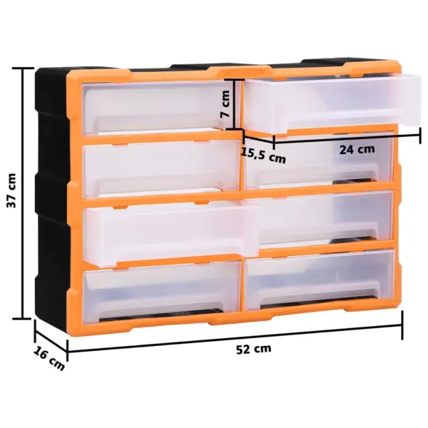 Mitmeotstarbeline organiseerija 8 suure sahtliga, oranž/must, 52 x 16 x 37 cm – 9
