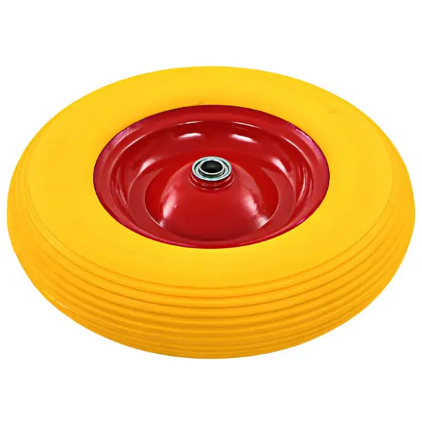 Torkekindel aiakäru ratas teljega, kollane/punane PU, 4.00–8, 390 x 90 mm, 160 kg – 2