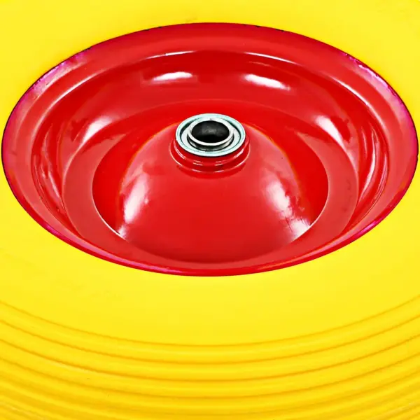 Torkekindel aiakäru ratas teljega, kollane/punane PU, 4.00–8, 390 x 90 mm, 160 kg – 4