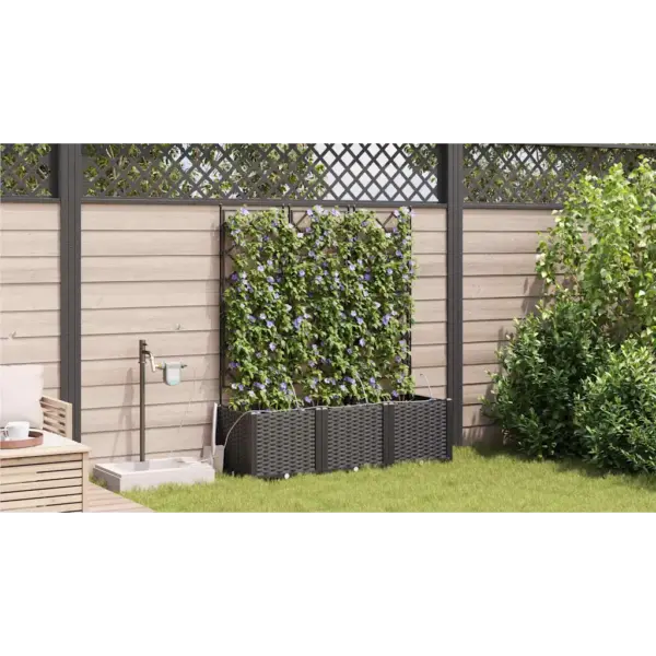 3-osaline trellisega aia istutuskast, must teras, 120 x 40 x 142 cm – 4