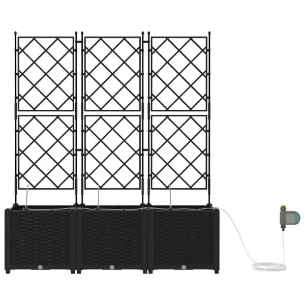 3-osaline trellisega aia istutuskast, must teras, 120 x 40 x 142 cm – 6