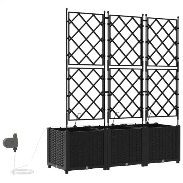 3-osaline trellisega aia istutuskast, must teras, 120 x 40 x 142 cm – 8