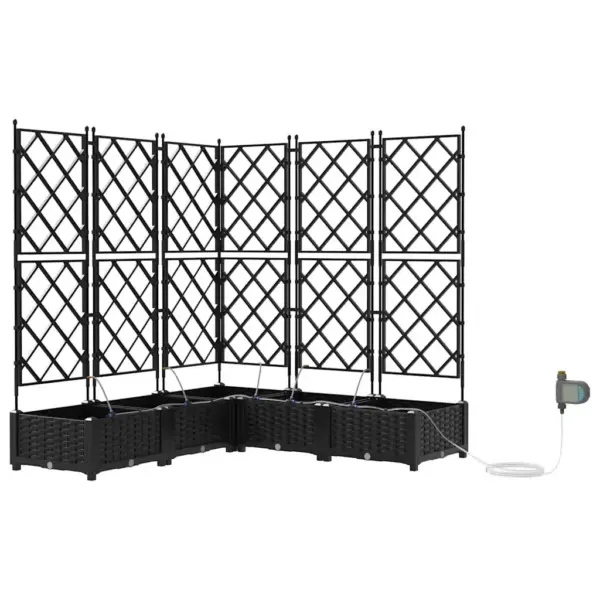 Aia istutuskastid trellise ja kastmissüsteemiga, 5 tk, must teras, 120 x 120 x 126 cm – 2