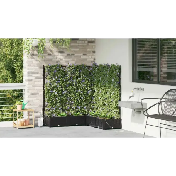 Aia istutuskastid trellise ja kastmissüsteemiga, 5 tk, must teras, 120 x 120 x 126 cm – 4