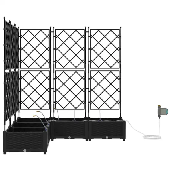 Aia istutuskastid trellise ja kastmissüsteemiga, 5 tk, must teras, 120 x 120 x 126 cm – 6
