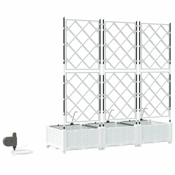 Trellisega terasest aia istutuskastide komplekt, 3 tk, valge, 120 x 40 x 126 cm – 7