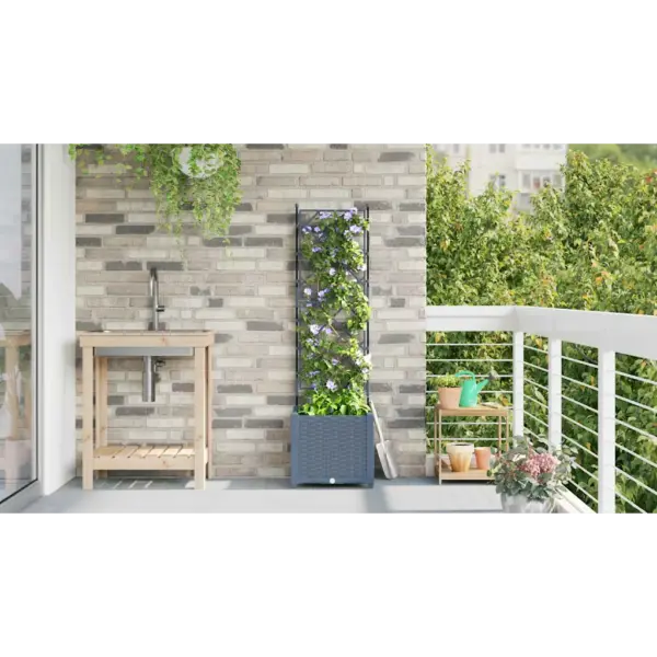 Helehall terasest trellisega aiapott ronitaimedele, 40 x 40 x 143 cm – 4