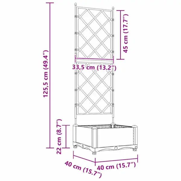 Aia istutuskast trellisega, terasest, valge, 40 x 40 x 125,5 cm – 9