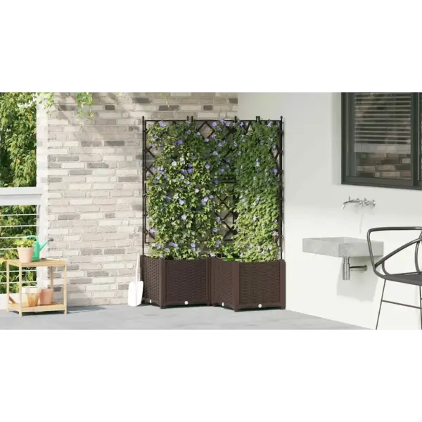 Trellisega aiataimede istutuskastid, 3 tk, pruun teras, 80 x 80 x 143 cm – 4