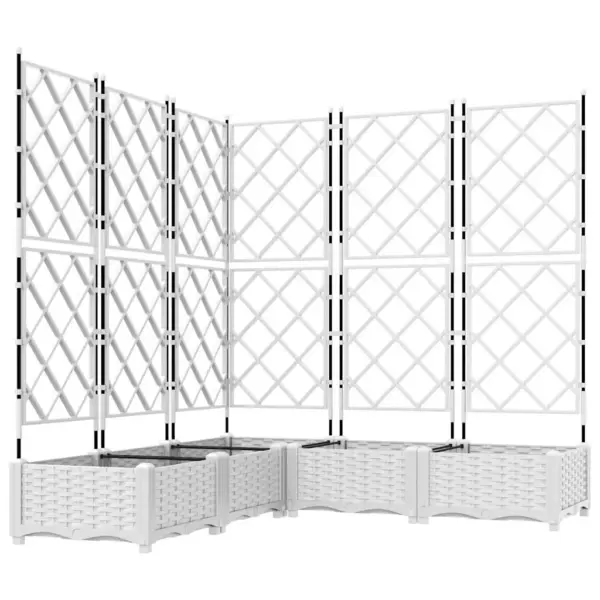 Trellisega istutuskastid ronitaimedele, 5 tk, valge teras, 120 x 120 x 125,5 cm - 2