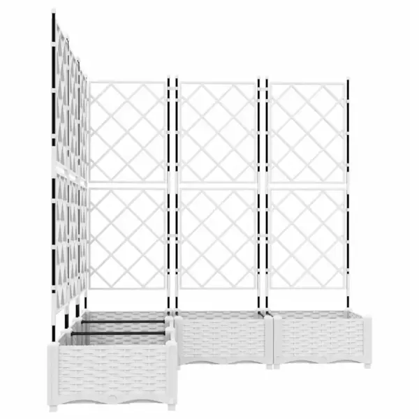 Trellisega istutuskastid ronitaimedele, 5 tk, valge teras, 120 x 120 x 125,5 cm - 5
